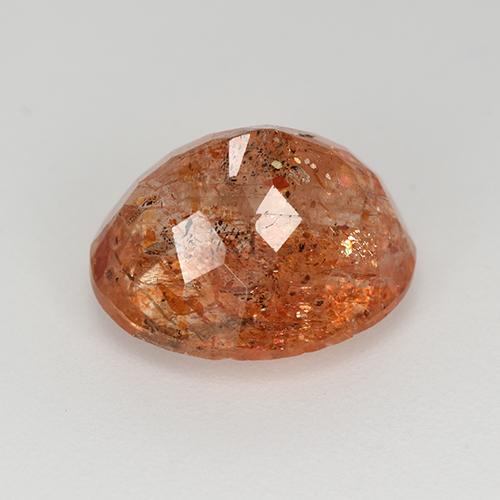 5.12克拉天然红色日光石，椭圆形切割，12×10毫米，半透明