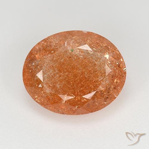 4.92ct 天然 中橙 日光石, 椭圆形, 半透明