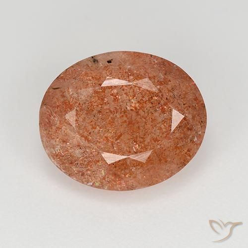 4.17ct 天然 中橙 日光石, 椭圆形, 半透明