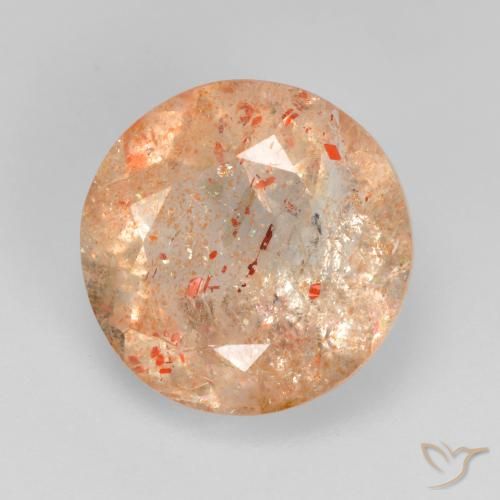 4.05ct 天然 淡虎橙 日光石, 圆形的, 透明