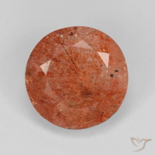 4.86ct 天然 柚子橙 日光石, 圆形的, 半透明