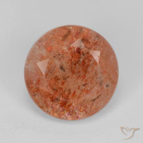 4.27ct 天然 柚子橙 日光石, 圆形的, 半透明