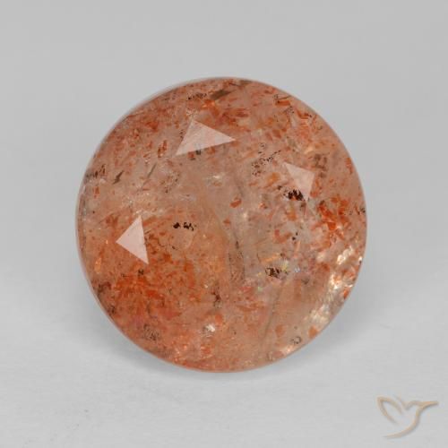 4.41ct 天然 中橙 日光石, 圆形的, 半透明
