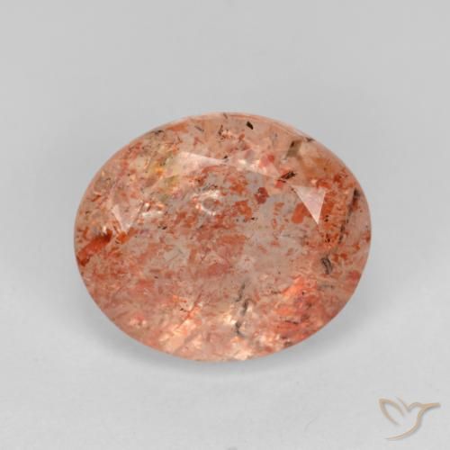 4.50ct 天然 红橙色 日光石, 椭圆形, 半透明