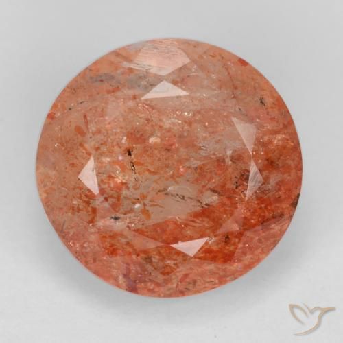 5.04ct 天然 中红 日光石, 圆形的, 半透明