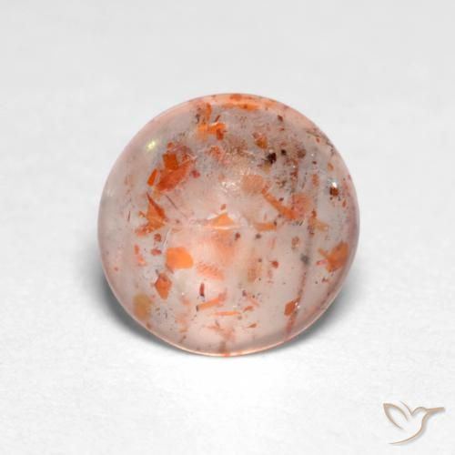 0.94ct 天然 桃橙色 日光石, 圆形的, 半透明
