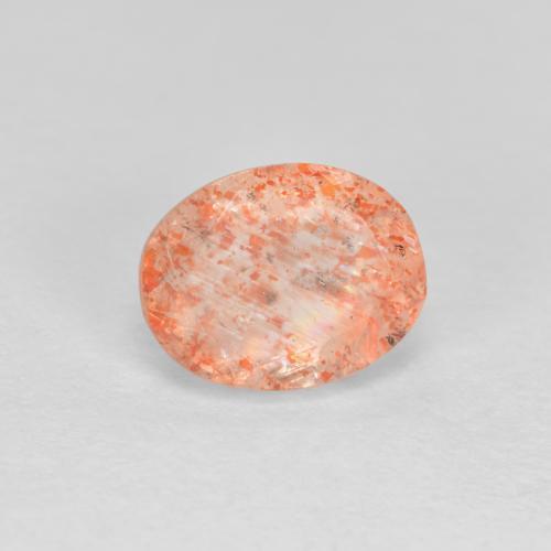 1.33克拉天然橙色日光石，椭圆形切割，7.8×6毫米，半透明