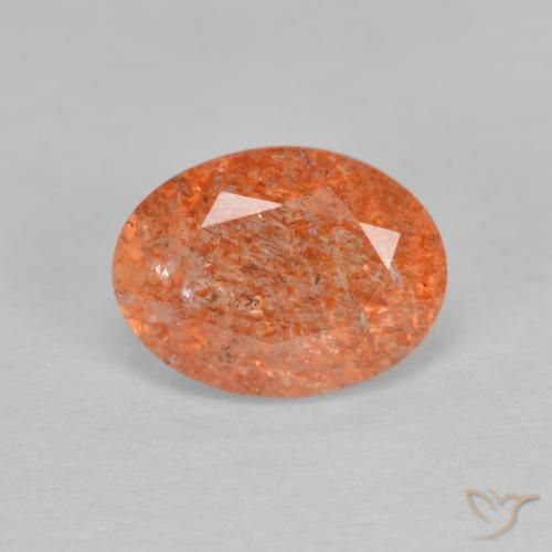 1.29ct 天然 中橙 日光石, 椭圆形, 半透明