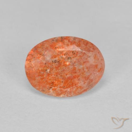 1.26ct 天然 红橙色 日光石, 椭圆形, 半透明