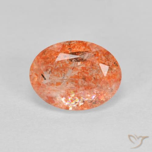 1.41ct 天然 姜橙 日光石, 椭圆形, 半透明