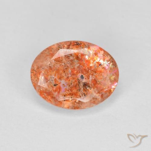 1.22ct 天然 姜橙 日光石, 椭圆形, 半透明