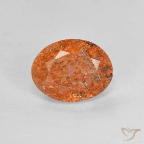 1.30ct 天然 中橙 日光石, 椭圆形, 半透明