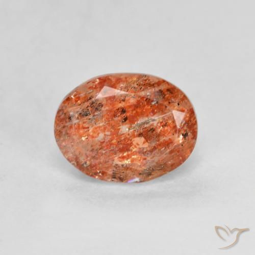 1.53ct 天然 暖橙 日光石, 椭圆形, 半透明