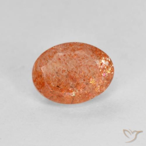 1.35ct 天然 中橙 日光石, 椭圆形, 半透明