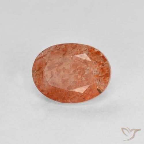1.30ct 天然 红橙色 日光石, 椭圆形, 半透明