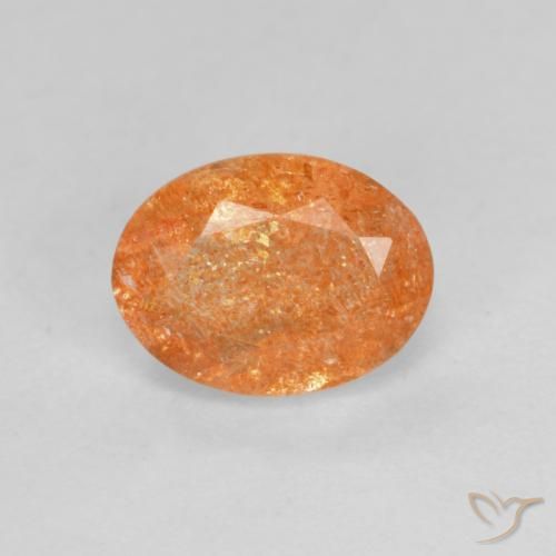 1.44ct 天然 深橙色 日光石, 椭圆形, 半透明