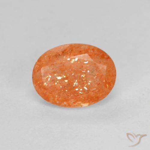 1.34ct 天然 中橙 日光石, 椭圆形, 半透明