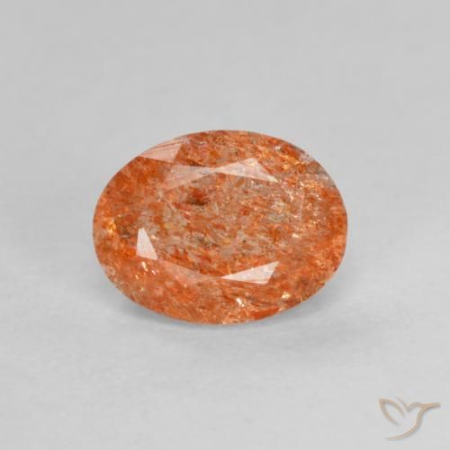 1.31ct 天然 暖橙 日光石, 椭圆形, 半透明