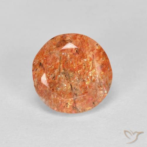 1.33ct 天然 姜橙 日光石, 圆形的, 半透明, Photo A