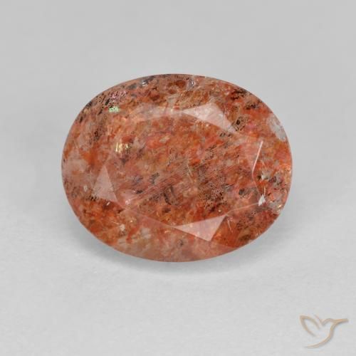 3.40ct 天然 暖橙 日光石, 椭圆形, 半透明