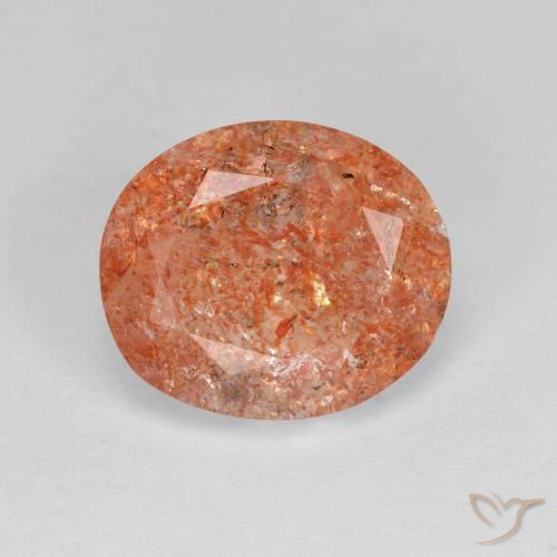 3.19ct 天然 红橙色 日光石, 椭圆形, 透明