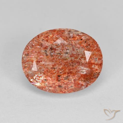 3.47ct 天然 暖橙 日光石, 椭圆形, 透明