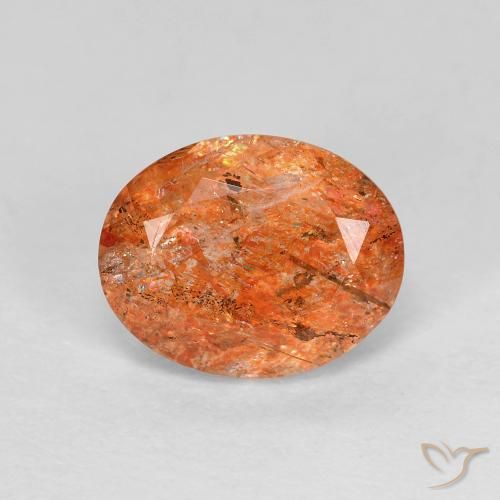 2.93ct 天然 亮橙色 日光石, 椭圆形, 透明