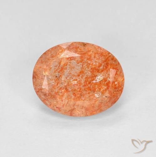 2.28ct 天然 深橙色 日光石, 椭圆形, 透明