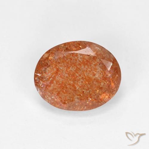 2.41ct 天然 红橙色 日光石, 椭圆形, 透明