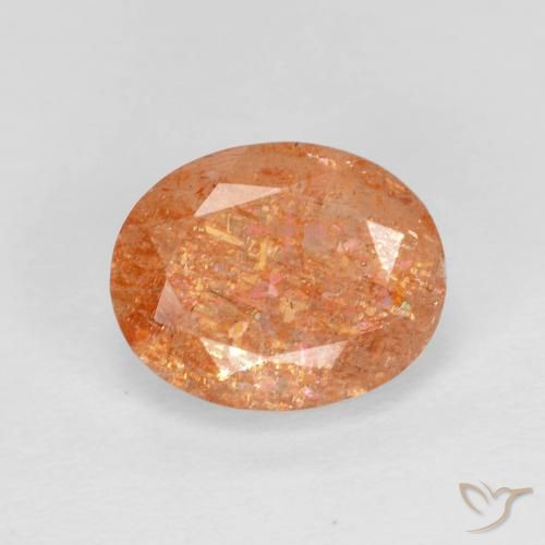 2.60ct 天然 红橙色 日光石, 椭圆形, 透明
