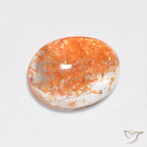 1.73ct 天然 深橙色 日光石, 椭圆形, 半透明