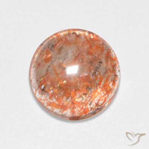 1.98ct 天然 红橙色 日光石, 圆形的, 半透明