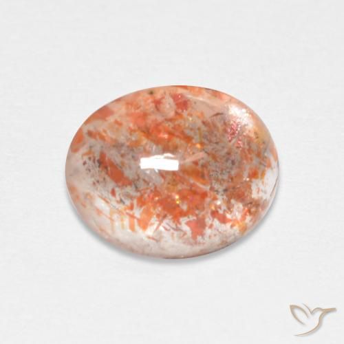 1.82ct 天然 红橙色 日光石, 椭圆形, 半透明