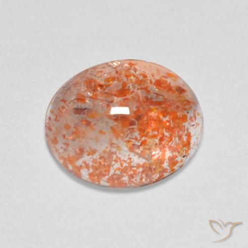 2.07ct 天然 红橙色 日光石, 椭圆形, 半透明