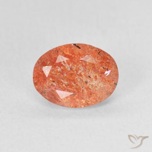 1.24ct 天然 中橙 日光石, 椭圆形, 半透明