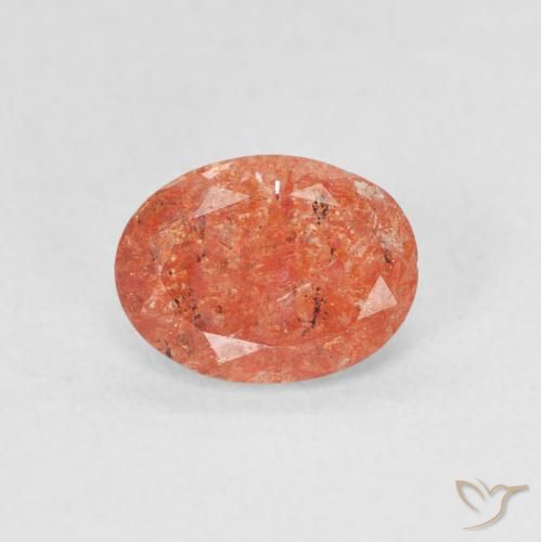 0.99ct 天然 中橙 日光石, 椭圆形, 半透明