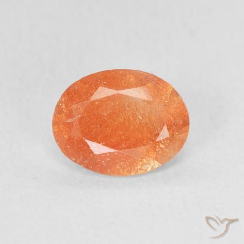 1.00ct 天然 中橙 日光石, 椭圆形, 半透明