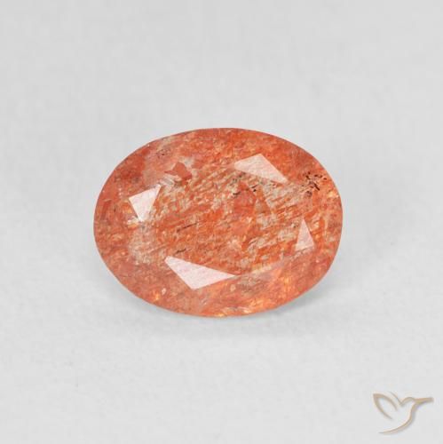0.92ct 天然 亮橙色 日光石, 椭圆形, 半透明