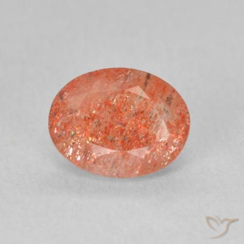 1.18ct 天然 姜橙 日光石, 椭圆形, 半透明