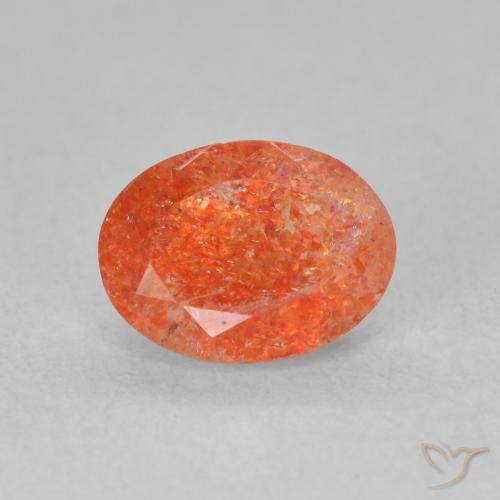 1.29ct 天然 亮橙色 日光石, 椭圆形, 半透明