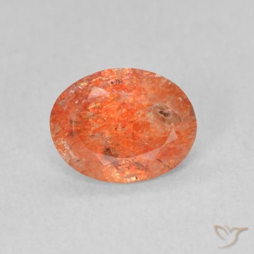0.94ct 天然 亮橙色 日光石, 椭圆形, 半透明