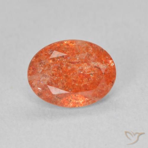 1.23ct 天然 中橙 日光石, 椭圆形, 半透明