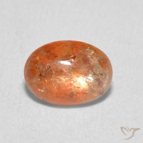 1.08ct 天然 红橙色 日光石, 椭圆形, 半透明