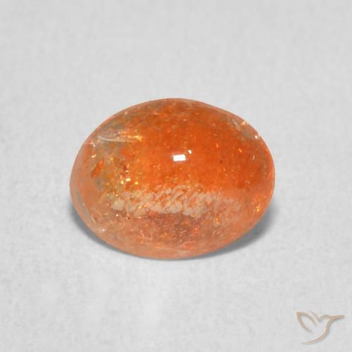 0.77ct 天然 深橙色 日光石, 椭圆形, 半透明