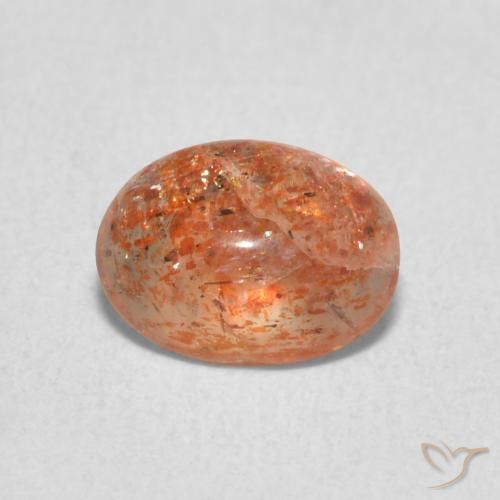 0.97ct 天然 红橙色 日光石, 椭圆形, 半透明