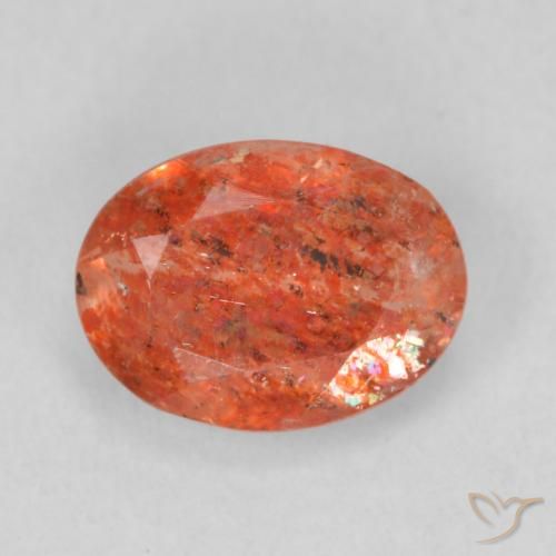 1.03ct 天然 琥珀橙 日光石, 椭圆形, 半透明