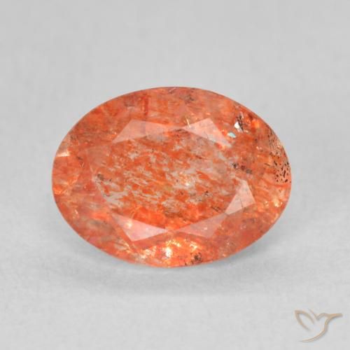 1.05ct 天然 亮橙色 日光石, 椭圆形, 半透明