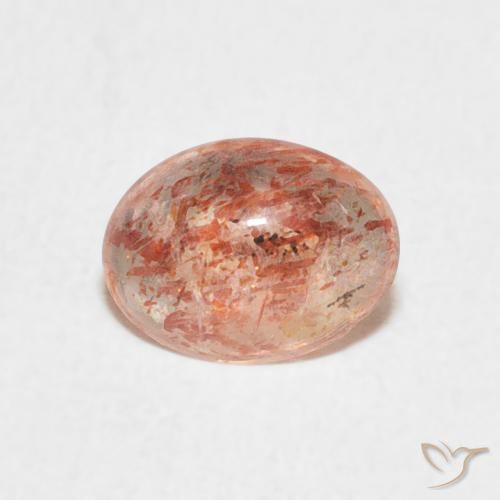 0.99ct 天然 暖橙 日光石, 椭圆形, 半透明
