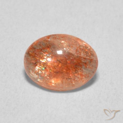 1.05ct 天然 红橙色 日光石, 椭圆形, 半透明