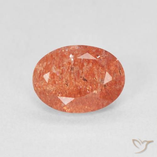 1.15ct 天然 红橙色 日光石, 椭圆形, 半透明
